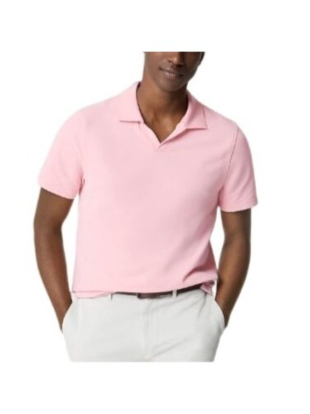 NWT Flawed J.Crew Factory Flex Piqué Johnny-Collar Polo Shirt Men's Sz L Pink
